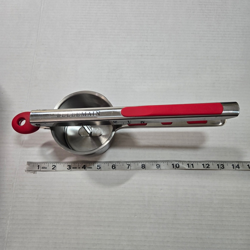 Bellemain Stainless Steel Potato Ricer Masher Red Silicone Grip Fruit Press